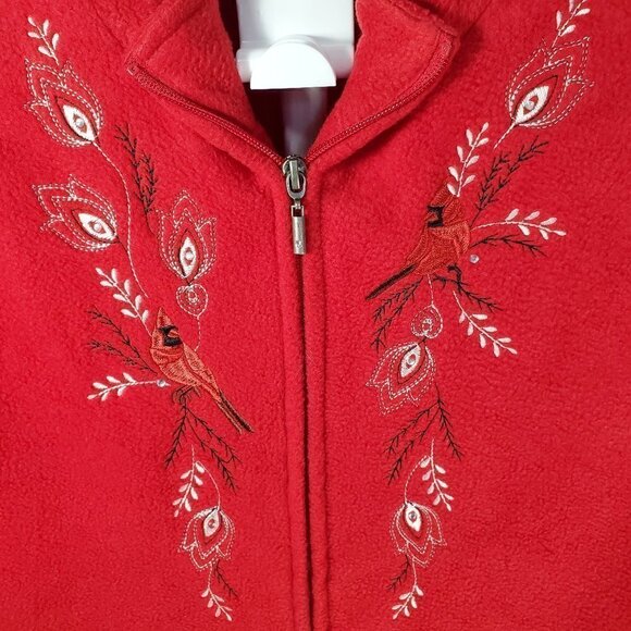 Northern Reflections Red Fleece embroidered Jacket - Picture 4 of 7